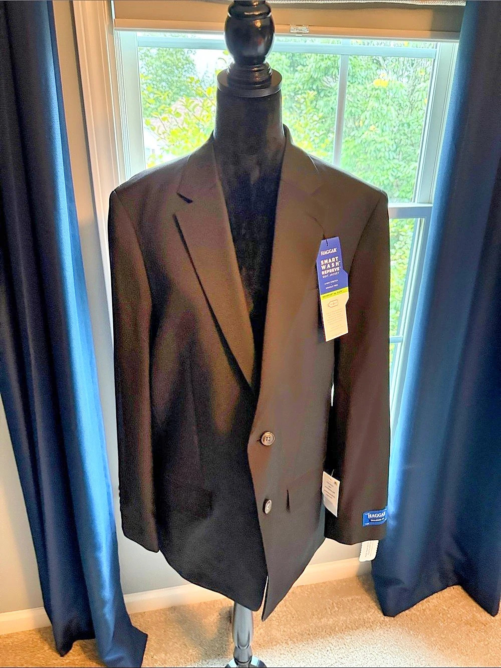 Haggar Smart Wash Repreve Tailored Fit Suit Jacket Black 44 Regular